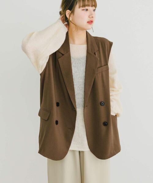 ITEMS URBANRESEARCH(アイテムズ アーバンリサーチ)の「ダブルブレストジレ(ベスト・レディース・ブラック/キャメル・FREE)」の6枚目の写真