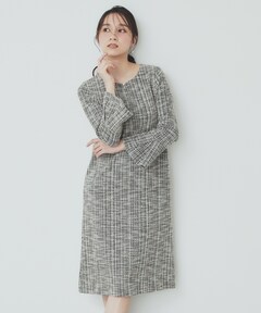 セール】【セットアイテム】リブニットセットレイヤードツイード