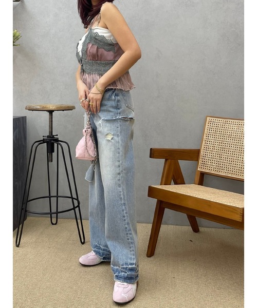 EVRIS（エヴリス）の「カットアウトワイドデニムパンツ（デニムパンツ・レディース・インディゴブルー/ライトブルー・MEDIUM/SMALL）」の16枚目の写真