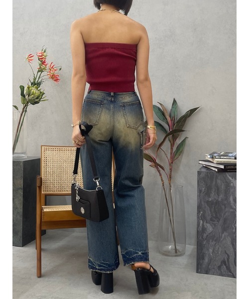 EVRIS（エヴリス）の「カットアウトワイドデニムパンツ（デニムパンツ・レディース・インディゴブルー/ライトブルー・MEDIUM/SMALL）」の6枚目の写真