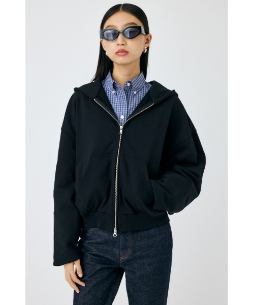 MOUSSY(マウジー)の「ZIP UP フ―ディー(スウェット・レディース・杢グレー/ブラック・FREE)」の2枚目の写真