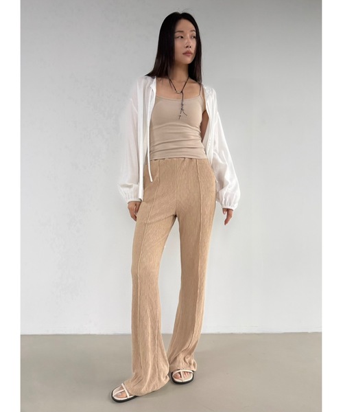 Didot.showroom(ディドット ショールーム)の「【DIDOT.】リンクルセンタープレスフレアパンツ(その他パンツ・レディース・ブラウン/ベージュ/ブルー/ブラック・FREE)」の1枚目の写真