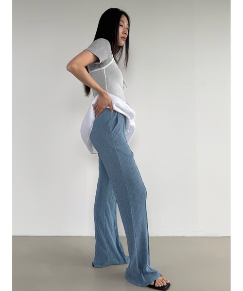 Didot.showroom(ディドット ショールーム)の「【DIDOT.】リンクルセンタープレスフレアパンツ(その他パンツ・レディース・ブラウン/ベージュ/ブルー/ブラック・FREE)」の17枚目の写真