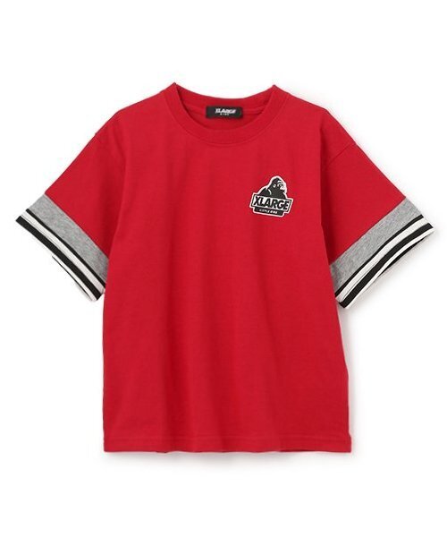 XLARGE KIDS（エクストララージキッズ）の「【人気商品再入荷】【直営店で取り扱い無し】袖レイヤード風半袖Tシャツ（Tシャツ/カットソー・キッズ・ホワイト/レッド/パープル・100cm/110cm/120cm/130cm/140cm）」の3枚目の写真