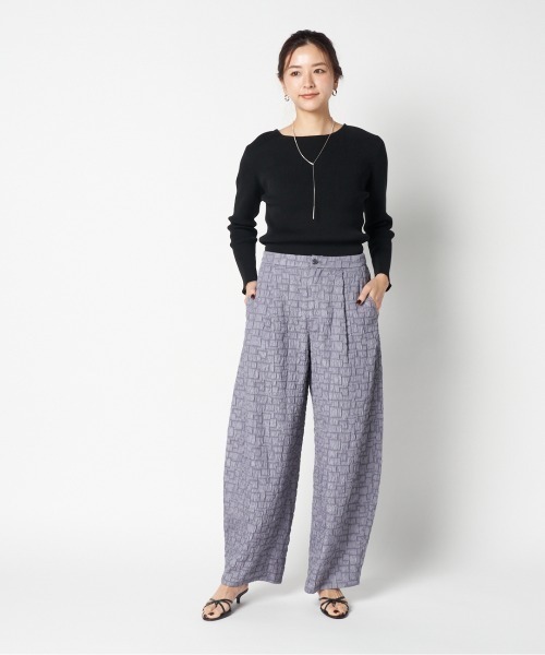 専用⭐︎今季2025SSエリオポール　ドットカーヴィーパンツ　紺ネイビー　36 セール】JACQUARD CURVY PANTS（その他パンツ）｜HELIOPOLE