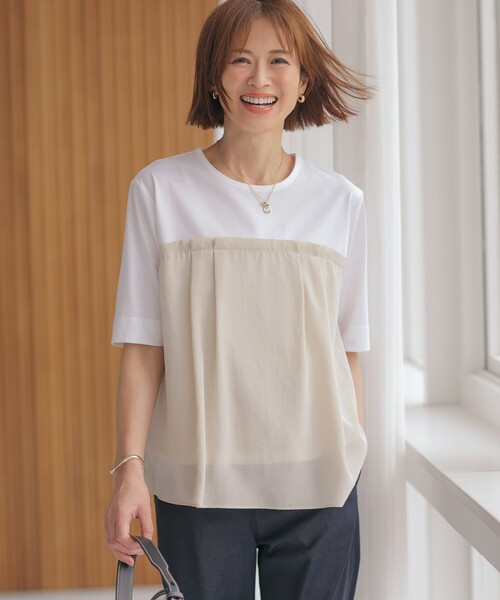 J.PRESS（ジェイプレス）の「【洗える】ドッキングジャージー ビスチェライク プルオーバー（Tシャツ/カットソー・レディース・ブラック系1/ライトグレー系2/ベージュ系1・MEDIUM/LARGE）」の3枚目の写真