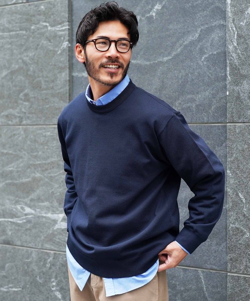 jiggys shop（ジギーズショップ）の「タンブラー乾燥対応 クルーネック ドライタッチ タフニットセーター（ニット/セーター・メンズ・ブルー系その他/グレー系その他2/ネイビー/ライトグレー/グレー系その他/ブラック/オフホワイト/チャコールグレー・SMALL/X-LARGE/MEDIUM/LARGE）」の7枚目の写真