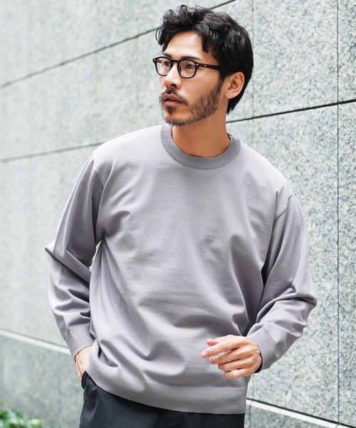 jiggys shop（ジギーズショップ）の「タンブラー乾燥対応 クルーネック ドライタッチ タフニットセーター（ニット/セーター・メンズ・ブルー系その他/グレー系その他2/ネイビー/ライトグレー/グレー系その他/ブラック/オフホワイト/チャコールグレー・SMALL/X-LARGE/MEDIUM/LARGE）」の4枚目の写真