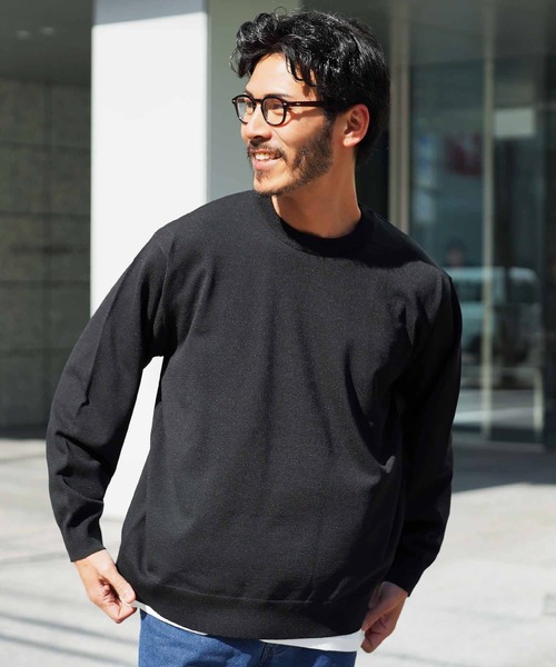 jiggys shop（ジギーズショップ）の「タンブラー乾燥対応 クルーネック ドライタッチ タフニットセーター（ニット/セーター・メンズ・ブルー系その他/グレー系その他2/ネイビー/ライトグレー/グレー系その他/ブラック/オフホワイト/チャコールグレー・SMALL/X-LARGE/MEDIUM/LARGE）」の2枚目の写真