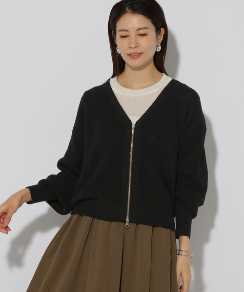 Elura（エルーラ）の「リネンライクジップカーディガン／291211（カーディガン/ボレロ・レディース・ブラック/ブラウン系その他/オフホワイト/オレンジ・FREE）」の2枚目の写真