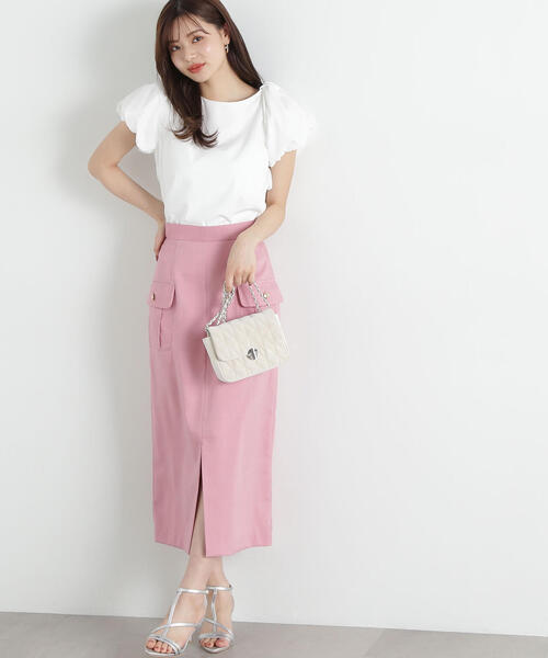 PROPORTION BODY DRESSING（プロポーションボディドレッシング）の「ポケット付きナロースカート / 1215120405（スカート・レディース・ベージュ/ネイビー/ピンク・SMALL/MEDIUM）」の7枚目の写真