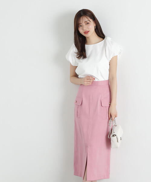 PROPORTION BODY DRESSING（プロポーションボディドレッシング）の「ポケット付きナロースカート / 1215120405（スカート・レディース・ベージュ/ネイビー/ピンク・SMALL/MEDIUM）」の3枚目の写真