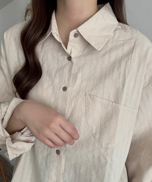 Cham.(チャム)の「シアーオーバーシャツ(シャツ/ブラウス・レディース・ベージュ/オフホワイト・F)」の14枚目の写真