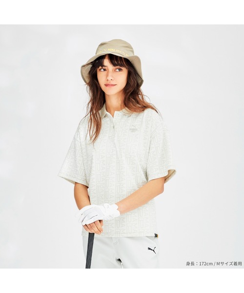 PUMA(プーマ)の「PUMA プーマ ウィメンズ ゴルフ FOG ジャガード AOP 半袖 ポロシャツ(ポロシャツ・レディース・ネイビー/ブラウン系その他7/ブラウン系その他・LARGE/MEDIUM/SMALL/X-LARGE)」の4枚目の写真