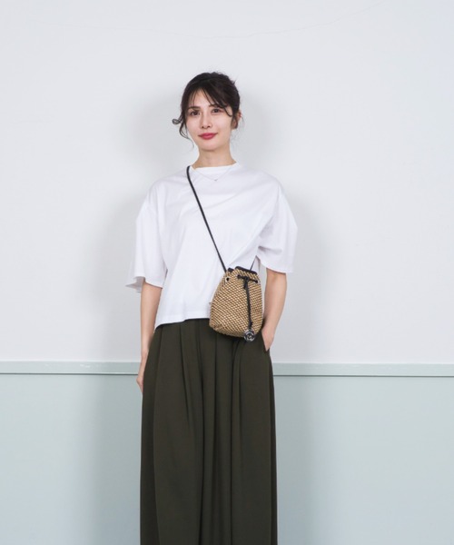 marco masi(マルコマージ)の「【MARCO MASI/マルコ・マージ】巾着 ミニショルダーバッグ バケツバッグ かごバッグ ラフィア(かごバッグ・レディース・ベージュ×ブラック・FREE)」の12枚目の写真