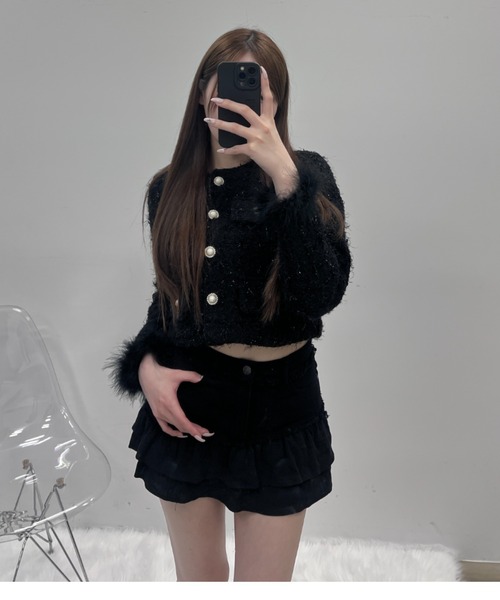 TITTY&CO.(ティティーアンドコー)の「フリル付きデニムスカート(スカート・レディース・ブルー/ブラック/ベージュ・SMALL/MEDIUM)」の4枚目の写真