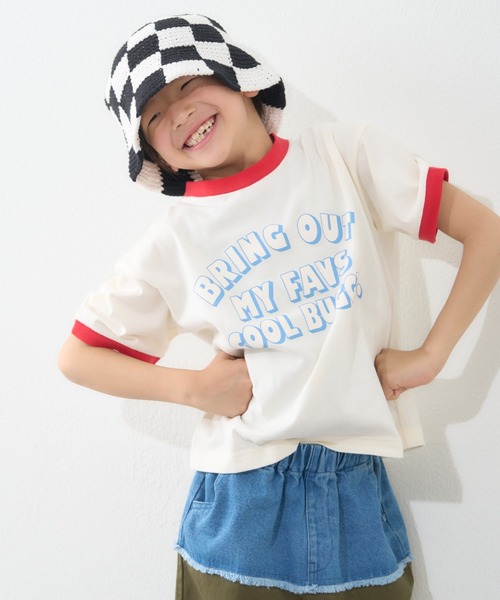 CIAOPANIC TYPY（チャオパニックティピー）の「【KIDS】【プチプラ】アソート柄リンガーTEE（Tシャツ/カットソー・キッズ・レッド/オレンジ/ブルー/イエロー/パープル/ネイビー/ミント/バーガンディー/グリーン/ブラック・MEDIUM/SMALL/XX-LARGE/X-LARGE/LARGE）」の8枚目の写真