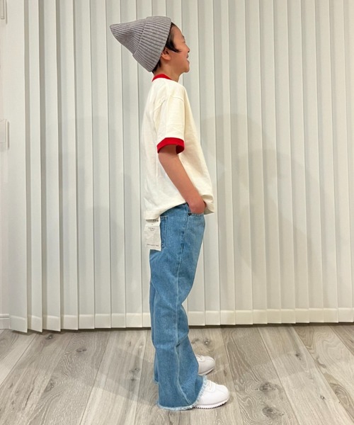 CIAOPANIC TYPY（チャオパニックティピー）の「【KIDS】【プチプラ】アソート柄リンガーTEE（Tシャツ/カットソー・キッズ・レッド/オレンジ/ブルー/イエロー/パープル/ネイビー/ミント/バーガンディー/グリーン/ブラック・MEDIUM/SMALL/XX-LARGE/X-LARGE/LARGE）」の17枚目の写真