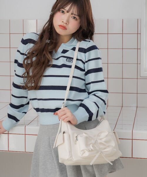 ems excite（エムズエキサイト）の「リボンショルダーバッグ（ショルダーバッグ・レディース・オフホワイト/ブラウン/ブラック・ONE SIZE）」の9枚目の写真