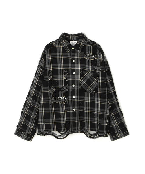 DANKE SCHON（ダンケシェーン）の「DankeSchon/ダンケシェーン/STUDS FLANNEL CHECK L/S SHIRTS（シャツ/ブラウス・メンズ・レッド/グレー/ブラック・M/L）」の2枚目の写真