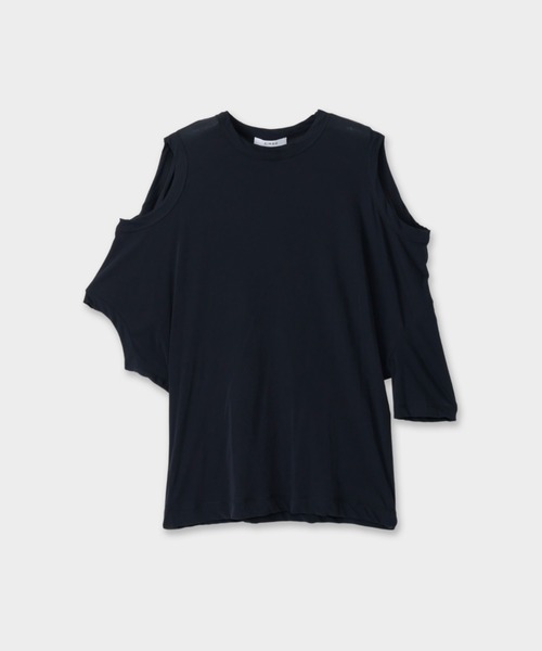 CINOH(チノ)の「SHEFオープンショルダーTシャツ(Tシャツ/カットソー・レディース・チャコールグレー/ホワイト/サックスブルー・38)」の7枚目の写真