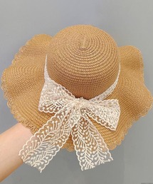 VIBGYOR | pur chouchou/バックリボン レース 麦わら帽子 P4458(ハット)