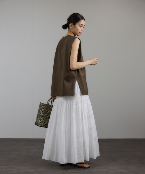 SALON adam et rope'（サロン アダム エ ロペ）の「プリマベールショルダータックノースリーブプルオーバー［UVケア・洗える］（Tシャツ/カットソー・レディース・ホワイト/ピンク系その他2/ブラック/ブラウン/ブラウン系・FREE）」の17枚目の写真