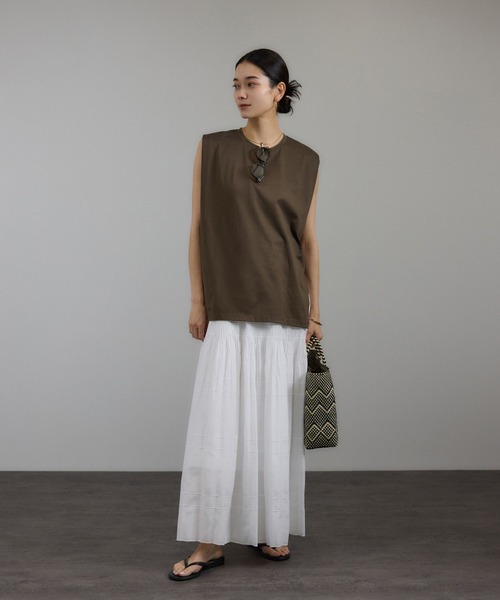 SALON adam et rope'（サロン アダム エ ロペ）の「プリマベールショルダータックノースリーブプルオーバー［UVケア・洗える］（Tシャツ/カットソー・レディース・ホワイト/ピンク系その他2/ブラック/ブラウン/ブラウン系・FREE）」の18枚目の写真