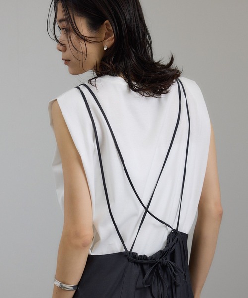 SALON adam et rope'（サロン アダム エ ロペ）の「プリマベールショルダータックノースリーブプルオーバー［UVケア・洗える］（Tシャツ/カットソー・レディース・ホワイト/ピンク系その他2/ブラック/ブラウン/ブラウン系・FREE）」の7枚目の写真