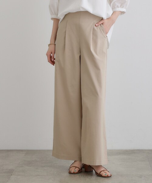 grove(グローブ)の「高身長さん向け+10cm【接触冷感】サマーハイパーストレッチワイドパンツ(その他パンツ・レディース・ネイビー/ブラック/カーキ/チャコールグレー/ナチュラル・01/02/03/04/05)」の3枚目の写真