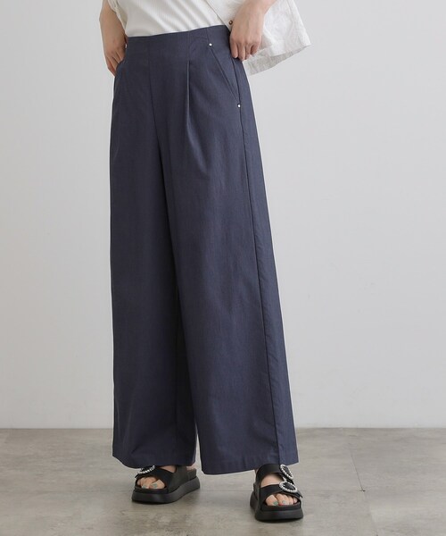 grove(グローブ)の「高身長さん向け+10cm【接触冷感】サマーハイパーストレッチワイドパンツ(その他パンツ・レディース・ネイビー/ブラック/カーキ/チャコールグレー/ナチュラル・01/02/03/04/05)」の5枚目の写真