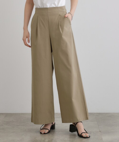 grove(グローブ)の「高身長さん向け+10cm【接触冷感】サマーハイパーストレッチワイドパンツ(その他パンツ・レディース・ネイビー/ブラック/カーキ/チャコールグレー/ナチュラル・01/02/03/04/05)」の4枚目の写真