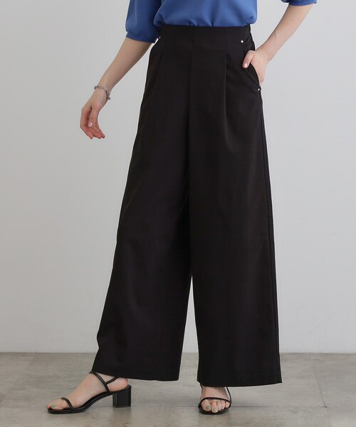 grove(グローブ)の「高身長さん向け+10cm【接触冷感】サマーハイパーストレッチワイドパンツ(その他パンツ・レディース・ネイビー/ブラック/カーキ/チャコールグレー/ナチュラル・01/02/03/04/05)」の2枚目の写真
