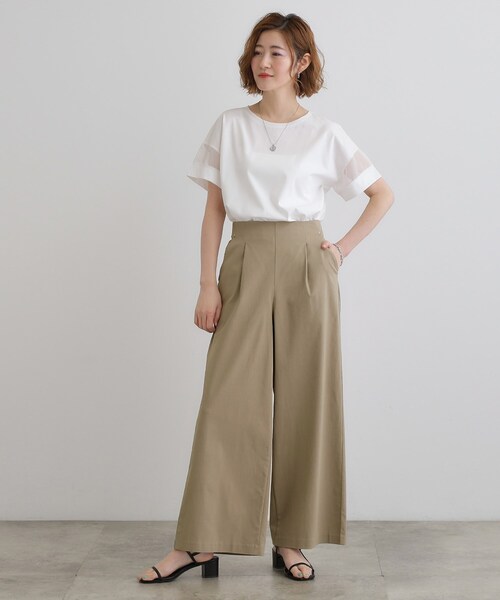 grove(グローブ)の「高身長さん向け+10cm【接触冷感】サマーハイパーストレッチワイドパンツ(その他パンツ・レディース・ネイビー/ブラック/カーキ/チャコールグレー/ナチュラル・01/02/03/04/05)」の12枚目の写真