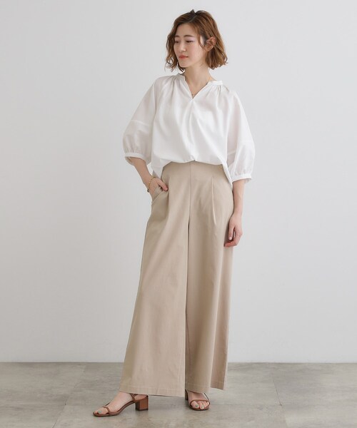 grove(グローブ)の「高身長さん向け+10cm【接触冷感】サマーハイパーストレッチワイドパンツ(その他パンツ・レディース・ネイビー/ブラック/カーキ/チャコールグレー/ナチュラル・01/02/03/04/05)」の15枚目の写真