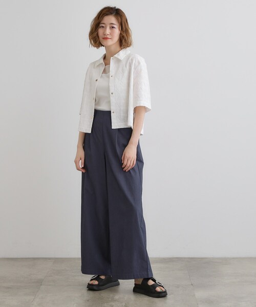 grove(グローブ)の「高身長さん向け+10cm【接触冷感】サマーハイパーストレッチワイドパンツ(その他パンツ・レディース・ネイビー/ブラック/カーキ/チャコールグレー/ナチュラル・01/02/03/04/05)」の19枚目の写真