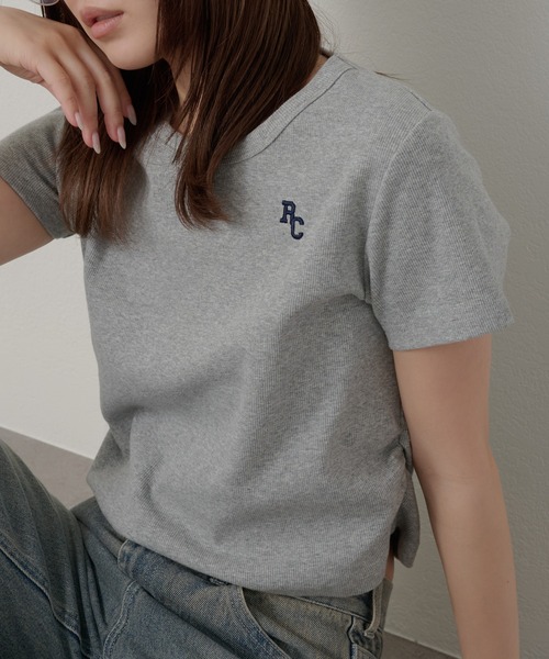 RAY CASSIN（レイカズン）の「胸刺繍サイドギャザーTシャツ（Tシャツ/カットソー・レディース・ホワイト/ライトグレー/ピンク/ネイビー・FREE）」の17枚目の写真