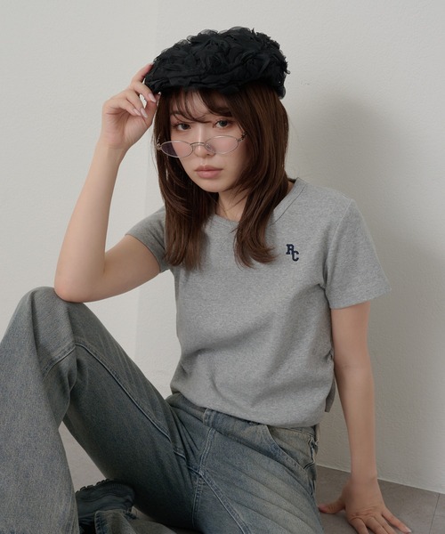 RAY CASSIN（レイカズン）の「胸刺繍サイドギャザーTシャツ（Tシャツ/カットソー・レディース・ホワイト/ライトグレー/ピンク/ネイビー・FREE）」の18枚目の写真