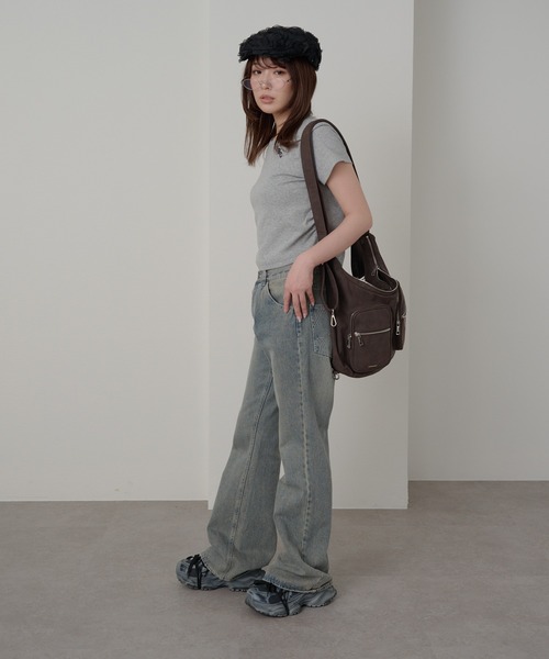 RAY CASSIN（レイカズン）の「胸刺繍サイドギャザーTシャツ（Tシャツ/カットソー・レディース・ホワイト/ライトグレー/ピンク/ネイビー・FREE）」の20枚目の写真