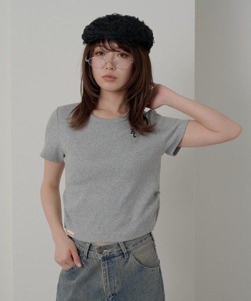 RAY CASSIN（レイカズン）の「胸刺繍サイドギャザーTシャツ（Tシャツ/カットソー・レディース・ホワイト/ライトグレー/ピンク/ネイビー・FREE）」の21枚目の写真