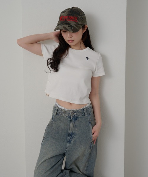 RAY CASSIN（レイカズン）の「胸刺繍サイドギャザーTシャツ（Tシャツ/カットソー・レディース・ホワイト/ライトグレー/ピンク/ネイビー・FREE）」の12枚目の写真