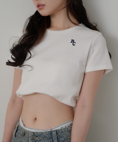 RAY CASSIN（レイカズン）の「胸刺繍サイドギャザーTシャツ（Tシャツ/カットソー・レディース・ホワイト/ライトグレー/ピンク/ネイビー・FREE）」の14枚目の写真