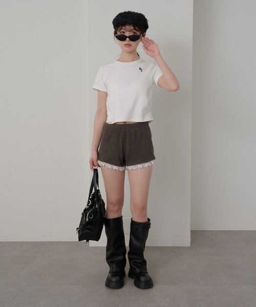 RAY CASSIN（レイカズン）の「胸刺繍サイドギャザーTシャツ（Tシャツ/カットソー・レディース・ホワイト/ライトグレー/ピンク/ネイビー・FREE）」の8枚目の写真