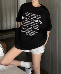 レタリングロゴプリントオーバーサイズTシャツ