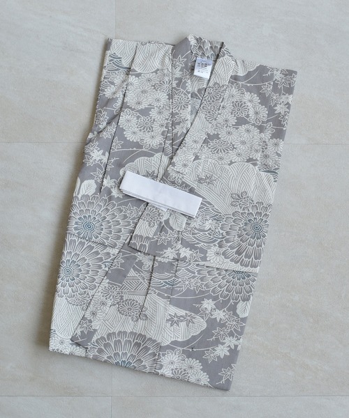 utatane（ウタタネ）の「キッズ浴衣3点セット ひよこ商店 銀灰色に菊爛漫（浴衣・キッズ・ライトグレー・100cm/110cm/120cm/130cm）」の7枚目の写真