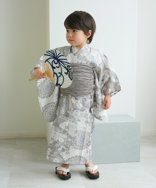 utatane（ウタタネ）の「キッズ浴衣3点セット ひよこ商店 銀灰色に菊爛漫（浴衣・キッズ・ライトグレー・100cm/110cm/120cm/130cm）」の22枚目の写真