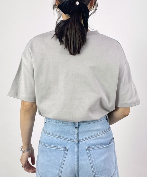 CLOTHY(クロシィ)の「【透けにくい厚手素材☆】ダブルフェイス半袖Tシャツ(Tシャツ/カットソー・レディース・ホワイト/ベージュ/ネイビー/チャコールグレー/グレー/ブラック・SMALL/MEDIUM/LARGE)」の20枚目の写真