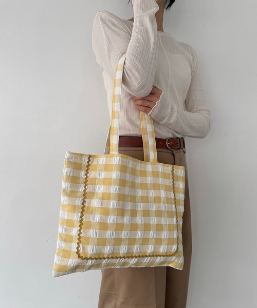 Cotton check tote bag / コットンチェックトートバッグ（トートバッグ