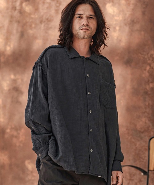 CAMBIO（カンビオ）の「ms6100-Cut Off Double Gauze Shirts ダブルガーゼシャツ（シャツ/ブラウス・メンズ・カーキ/ブラック/ホワイト・L/M）」の22枚目の写真