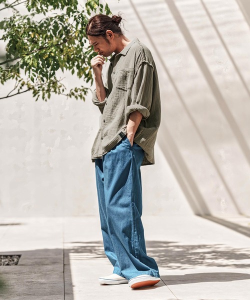 CAMBIO（カンビオ）の「ms6100-Cut Off Double Gauze Shirts ダブルガーゼシャツ（シャツ/ブラウス・メンズ・カーキ/ブラック/ホワイト・L/M）」の21枚目の写真